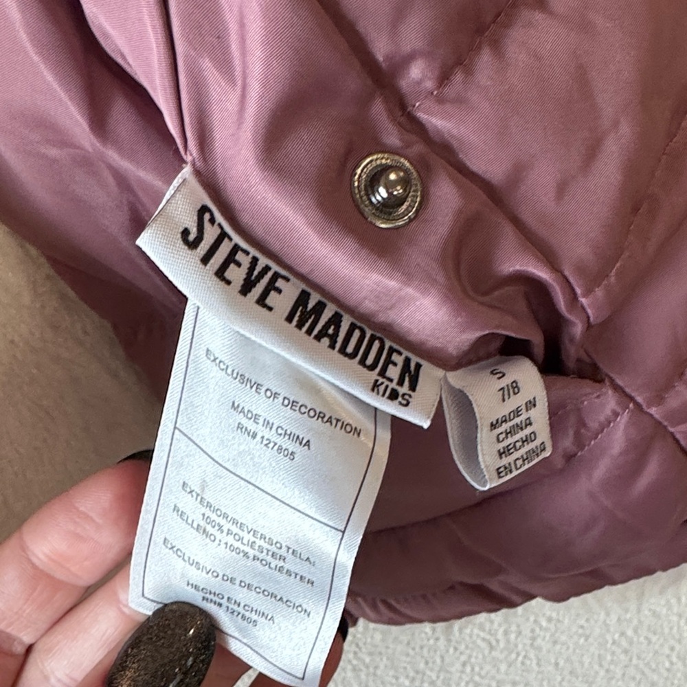 Steve Madden Kids Mauve Puffer Jacket - Picture 2 of 4